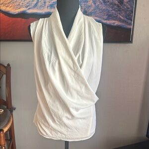 White Draped Sleeveless Blouse